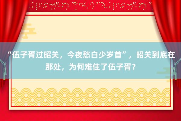 “伍子胥过昭关，今夜愁白少岁首”，昭关到底在那处，为何难住了伍子胥？