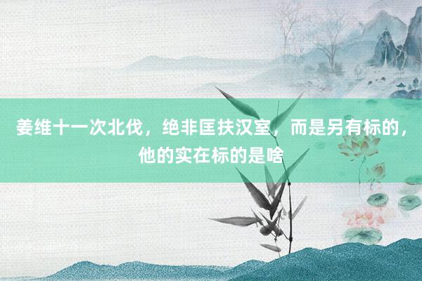 姜维十一次北伐，绝非匡扶汉室，而是另有标的，他的实在标的是啥