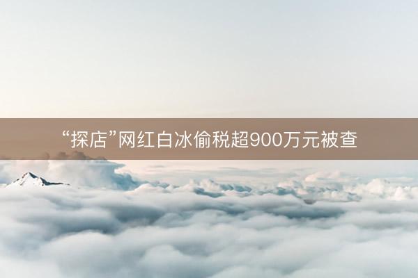 “探店”网红白冰偷税超900万元被查